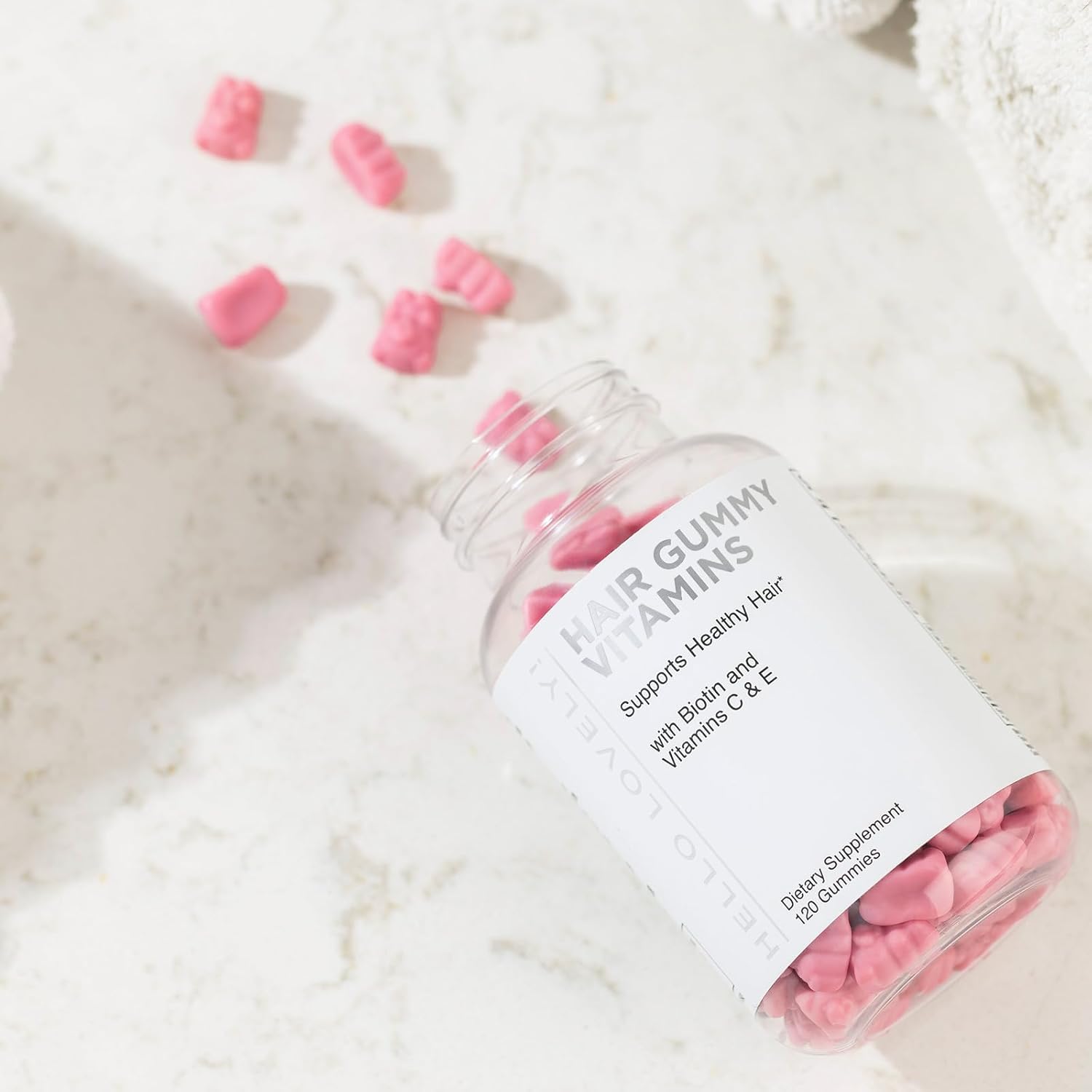 Premium Vegetarian Hair Growth Gummies with Biotin 5000 mcg, Vitamin E & C - 120 Bear Gummies for Stronger Hair, Skin & Nails