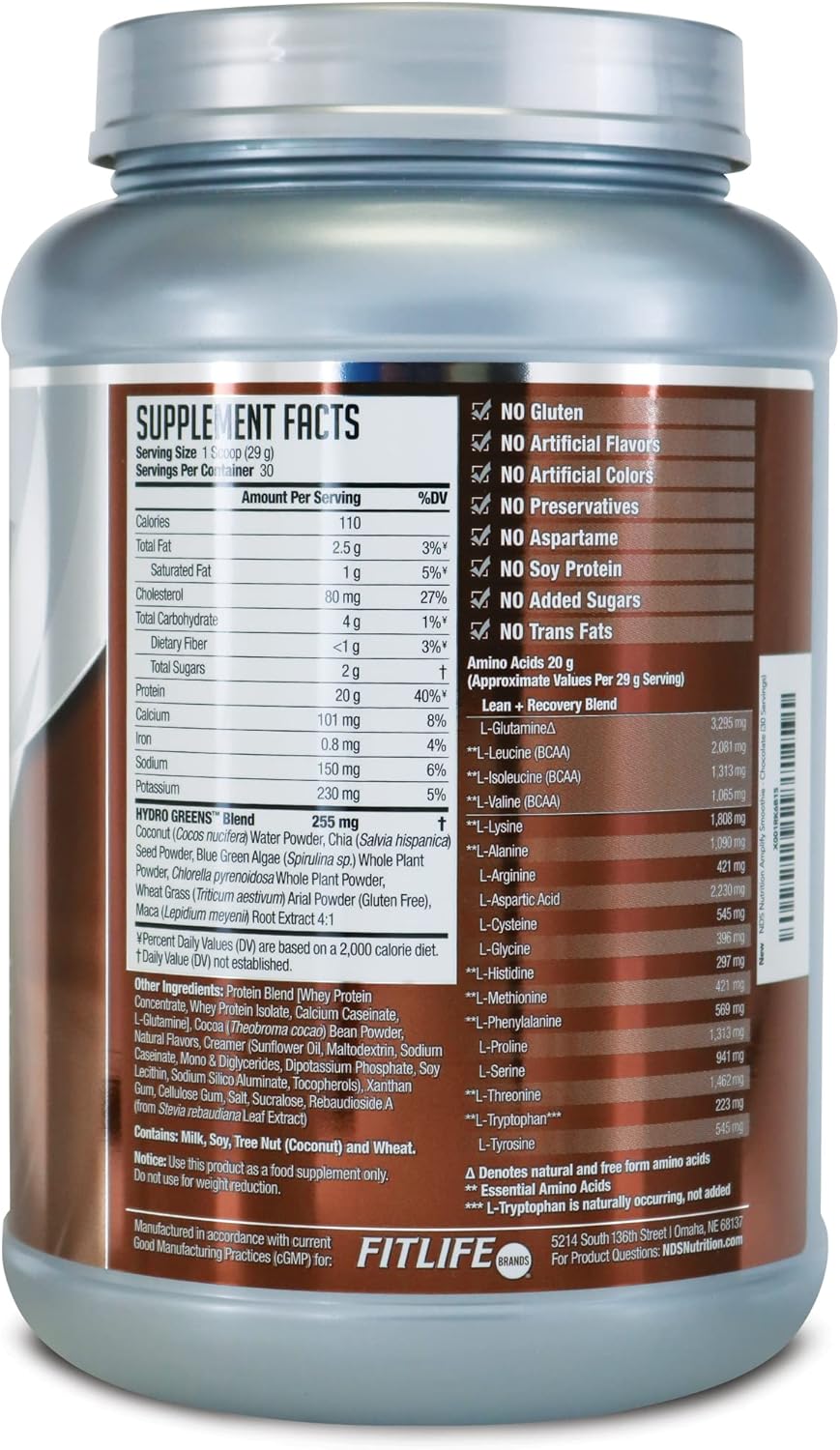 Premium Whey Protein Powder Shake with Added Greens and Amino Acids for Lean Muscle, Strength, Energy, and Fat Loss - Double Chocolate Flavor (30 Servings)