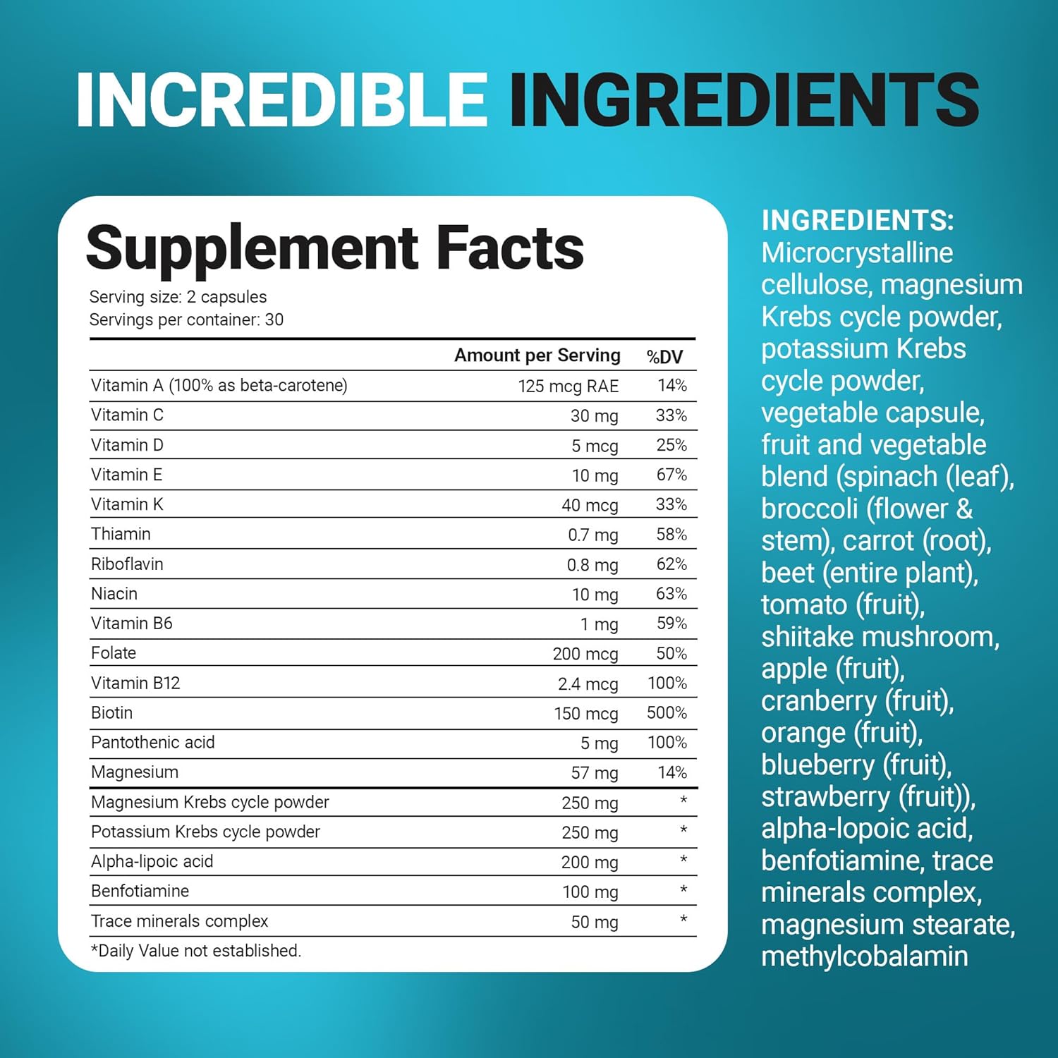 Premium Whole Food Multivitamin for Men and Women - Dr. Berg Nutritionals - 60 Capsules - Includes Minerals, Fruits, Vegetables, Folate, Alpha-Lipoic Acid