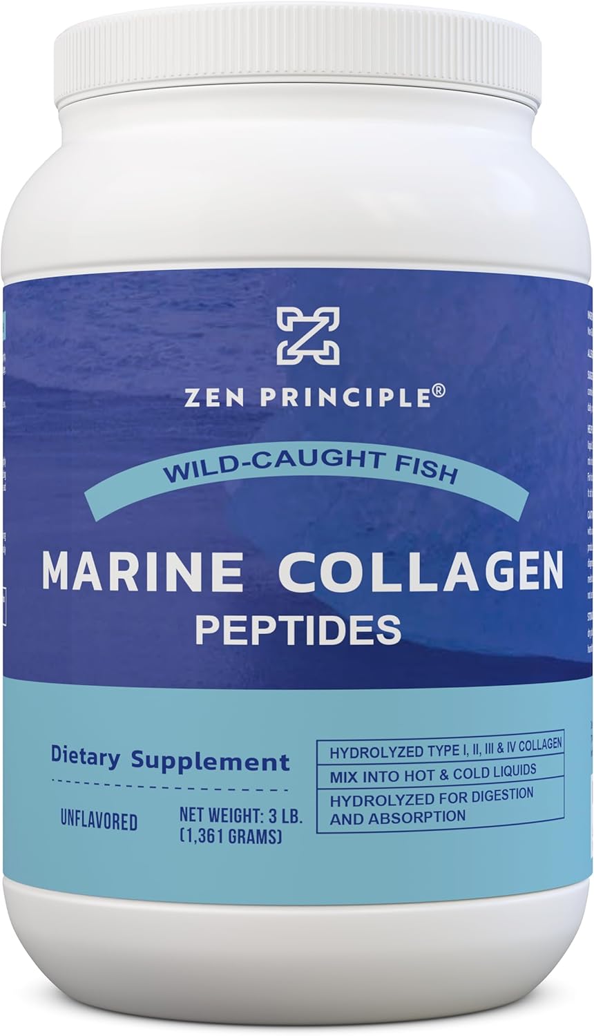 Premium Wild-Caught Fish Marine Collagen Peptides Powder - 3 lb. Supports Skin, Hair, Joints, Bones - Non-GMO Hydrolyzed Protein - Type 1 & 3 Amino Acids - Unflavored, Easy Mix
