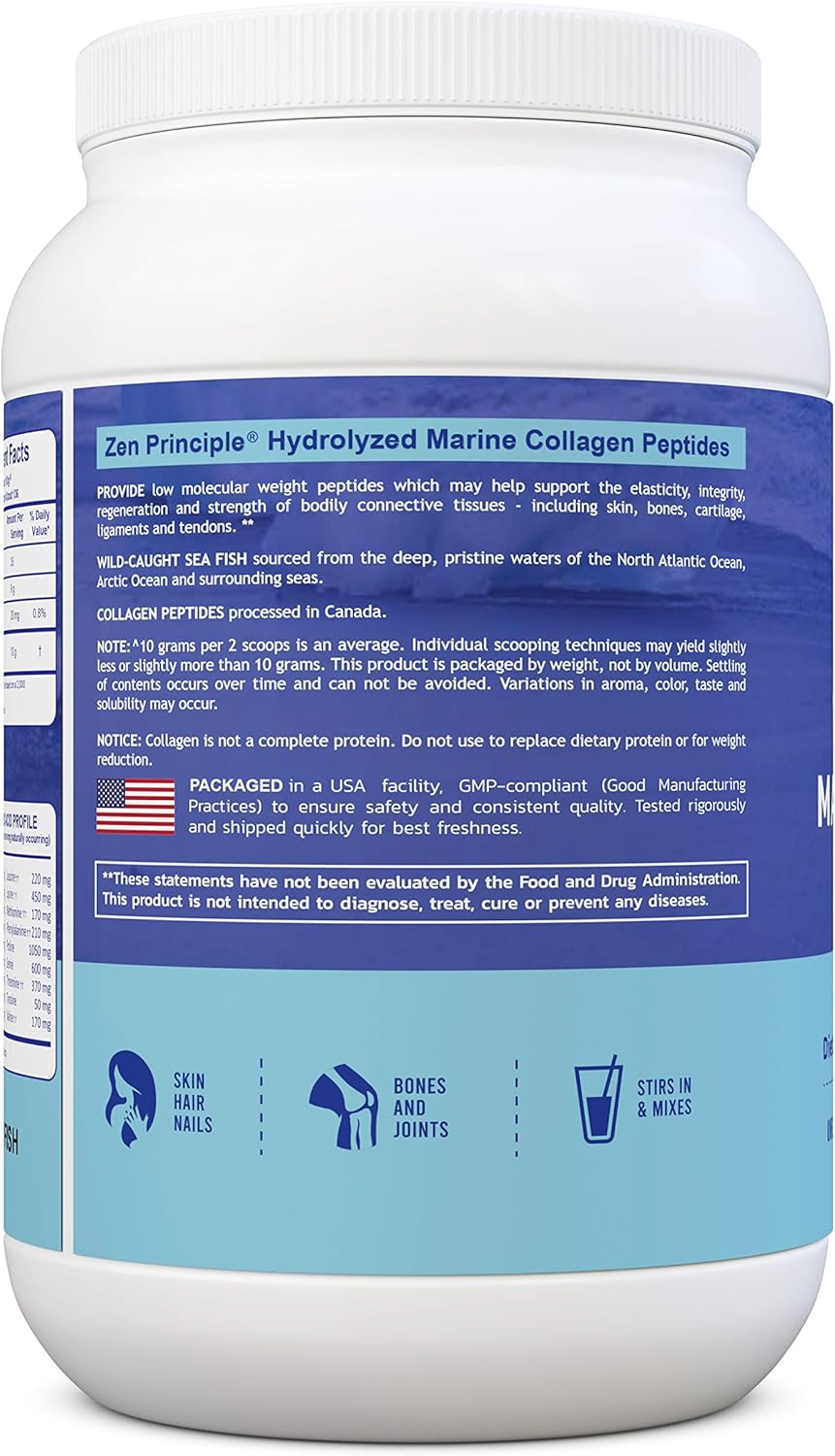 Premium Wild-Caught Fish Marine Collagen Peptides Powder - 3 lb. Supports Skin, Hair, Joints, Bones - Non-GMO Hydrolyzed Protein - Type 1 & 3 Amino Acids - Unflavored, Easy Mix