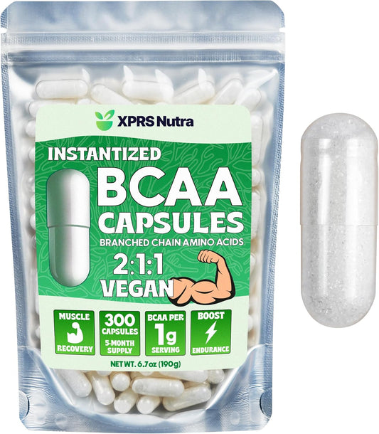 Premium XPRS Nutra BCAA Amino Acids Capsules - 3 Month Supply - Branched Chain Amino Acids Supplement