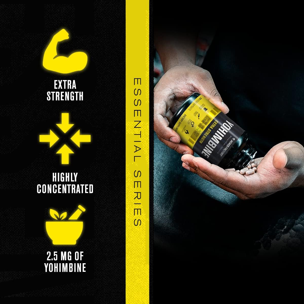 Premium Yohimbine Capsules - Extra Strength Yohimbe Bark Extract - 270 Veggie Pills for Energy & Body Recomposition - No Fillers