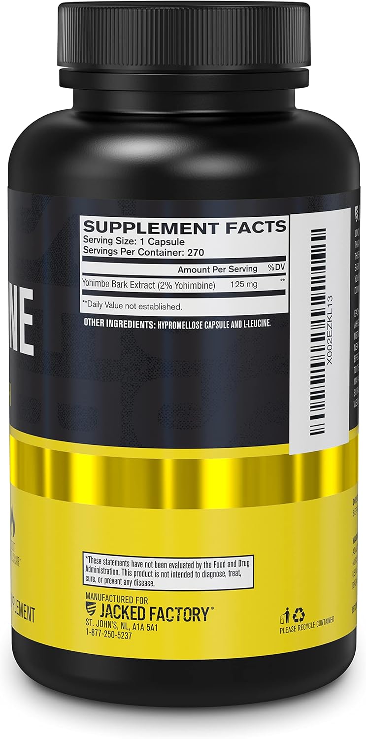 Premium Yohimbine Capsules - Extra Strength Yohimbe Bark Extract - 270 Veggie Pills for Energy & Body Recomposition - No Fillers