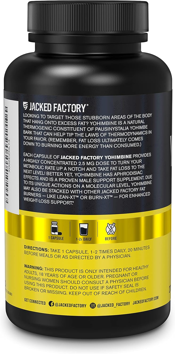 Premium Yohimbine Capsules - Extra Strength Yohimbe Bark Extract - 270 Veggie Pills for Energy & Body Recomposition - No Fillers
