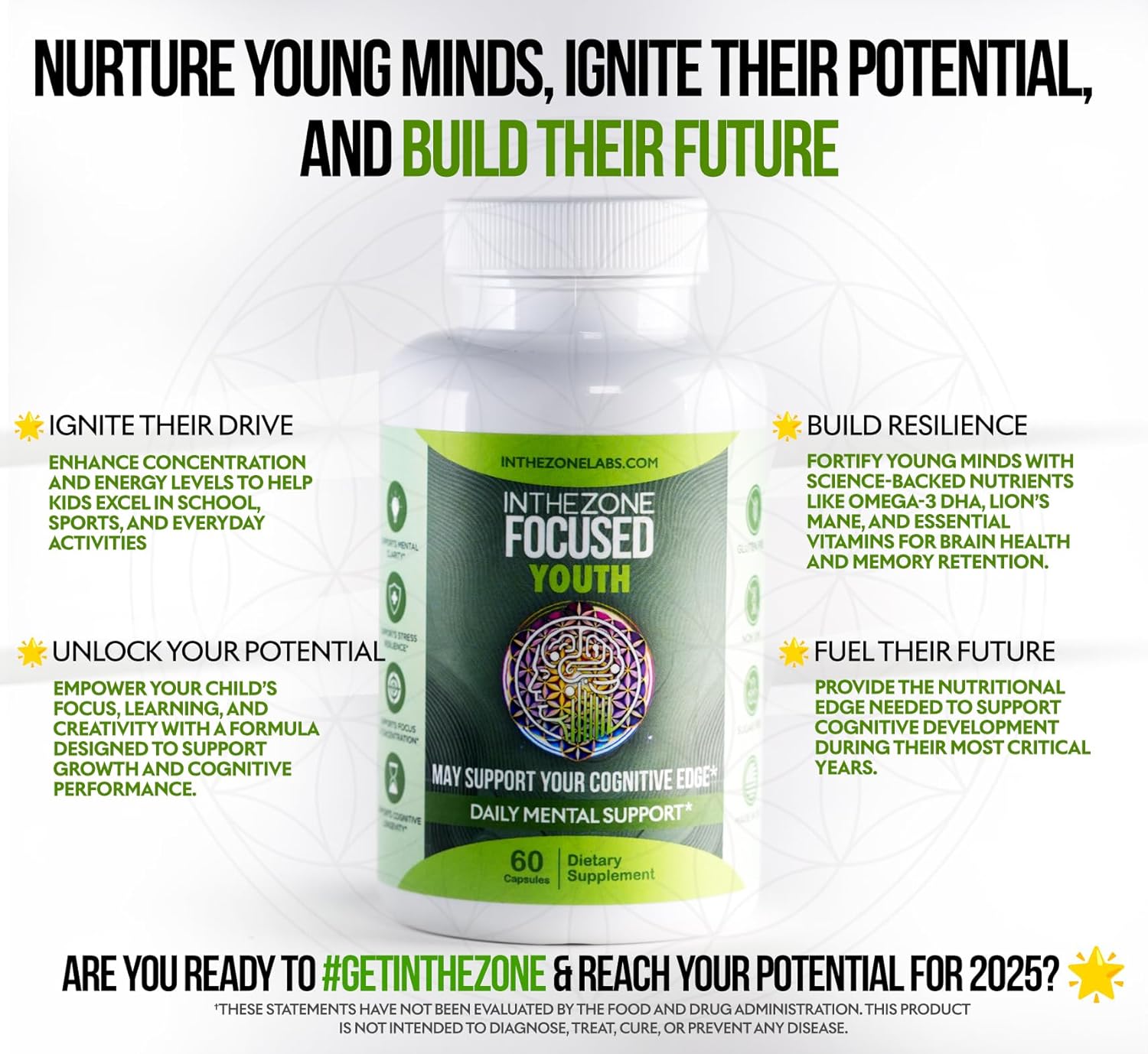 Premium Youth Cognitive Development Formula for Focus, Memory, & Clarity - 60 Capsules