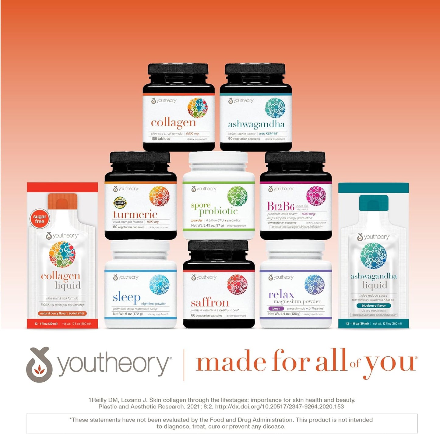 Premium Youtheory Collagen Powder with Vitamin C & Biotin - Supports Hair, Nails, Skin & Joints - Dairy, Soy & Gluten Free - Unflavored - 10 oz