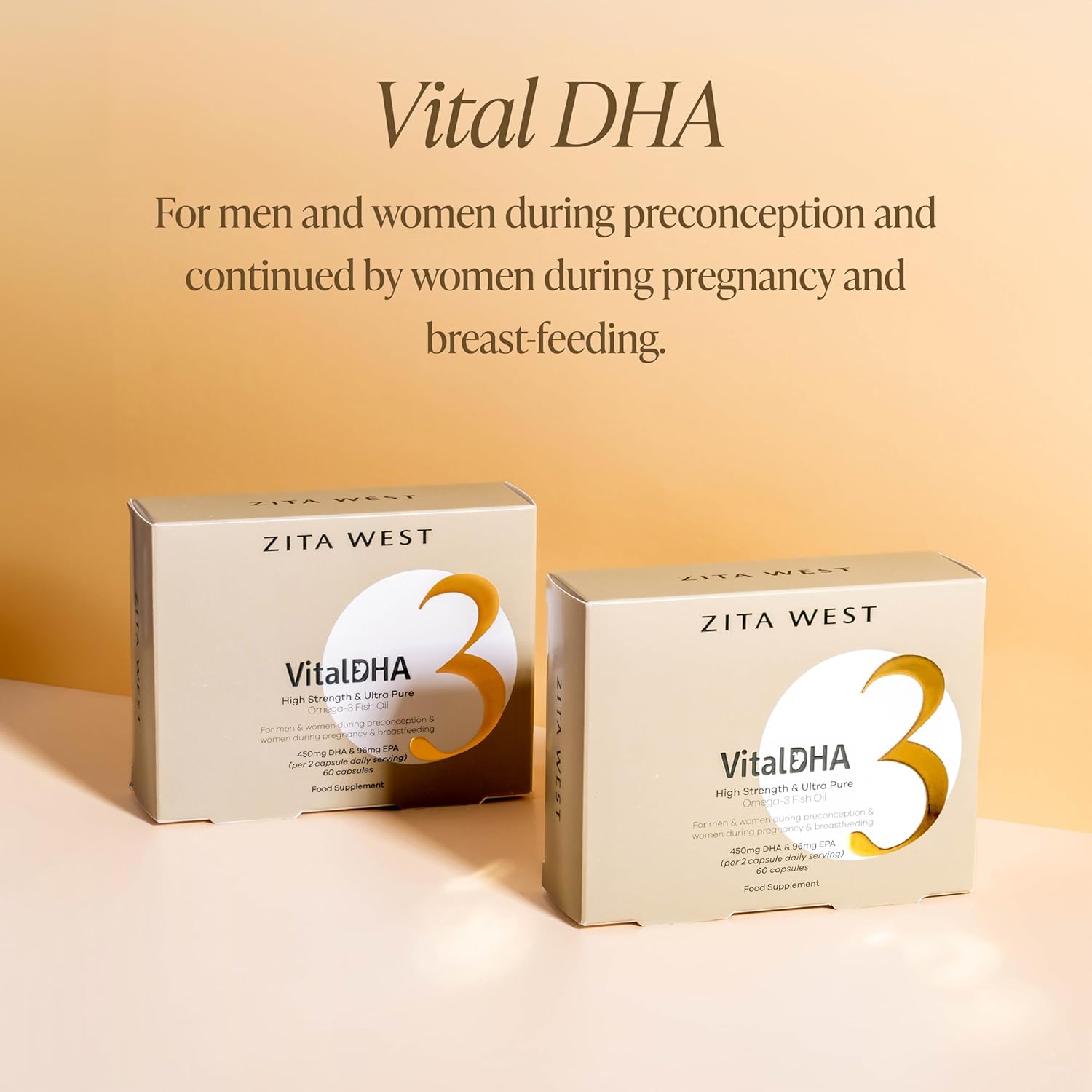 Prenatal DHA and EPA Supplement with Zinc for Fertility, Pregnancy, and Breastfeeding - Omega 3 for Brain Development - 60 Capsules