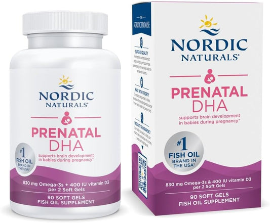 Prenatal DHA Soft Gels - Omega-3 + Vitamin D3 for Baby's Brain Development - 90ct - Non-GMO - 45 Servings