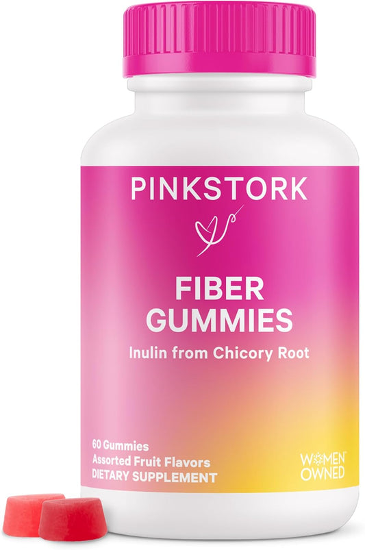 Prenatal Fiber Gummies with Prebiotic Inulin - Natural Pregnancy Stool Softeners - 60 Vegan Chews