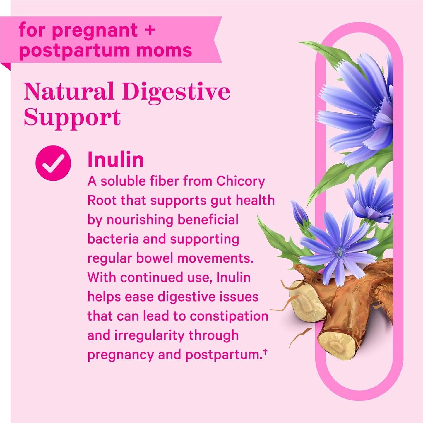 Prenatal Fiber Gummies with Prebiotic Inulin - Natural Pregnancy Stool Softeners - 60 Vegan Chews