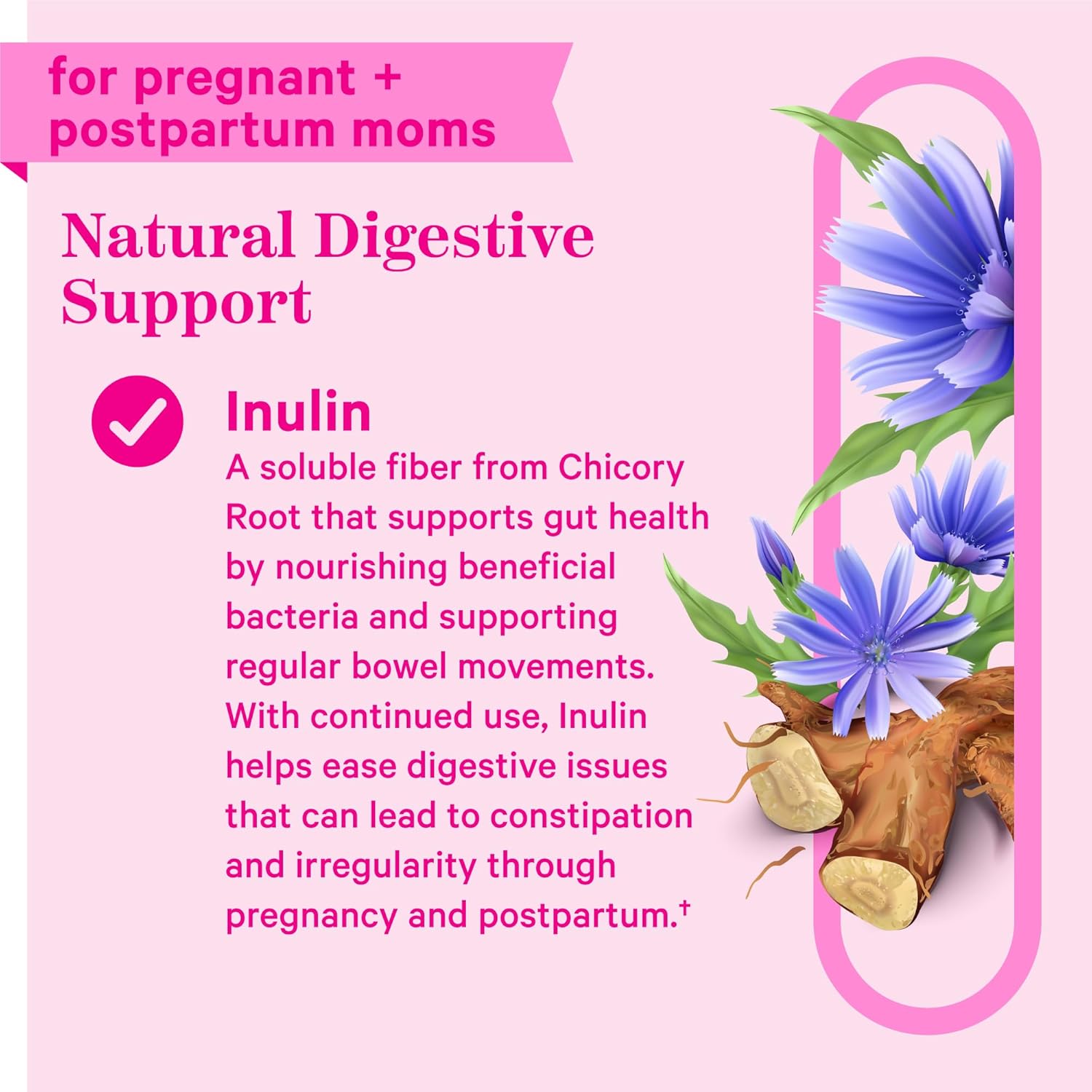 Prenatal Fiber Gummies with Prebiotic Inulin - Natural Pregnancy Stool Softeners - 60 Vegan Chews