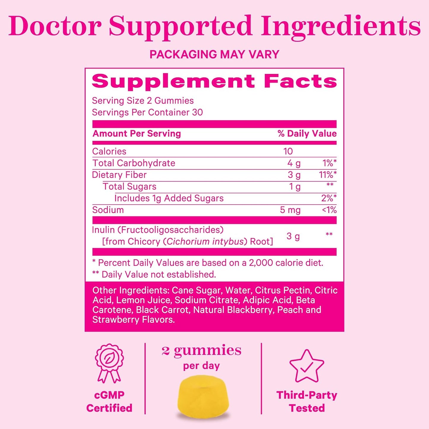 Prenatal Fiber Gummies with Prebiotic Inulin - Natural Pregnancy Stool Softeners - 60 Vegan Chews