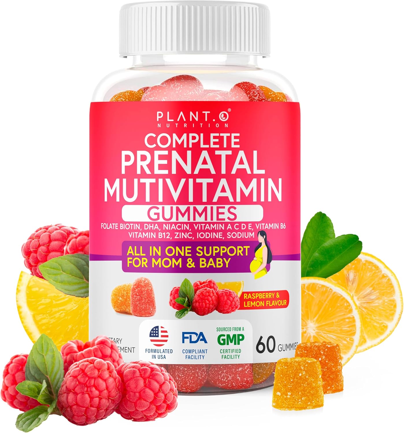 Prenatal Gummies for Women with DHA, Folate, Vitamin B C D | Multivitamin Blend for Fetal and Neural Support, Bones, Energy & Immunity