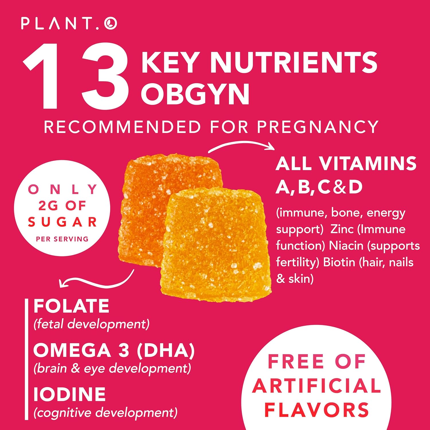 Prenatal Gummies for Women with DHA, Folate, Vitamin B C D | Multivitamin Blend for Fetal and Neural Support, Bones, Energy & Immunity