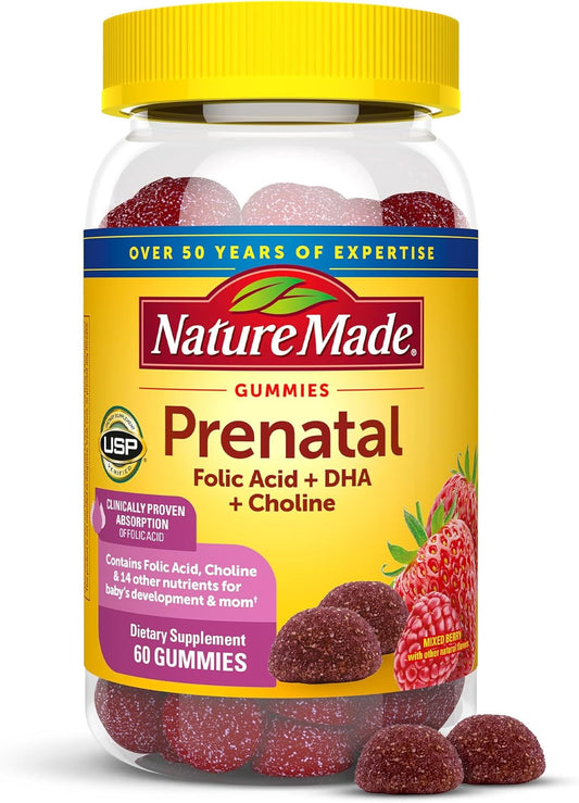 Prenatal Gummies with DHA & Folic Acid for Daily Nutrition, 60 Gummies, 30 Day Supply