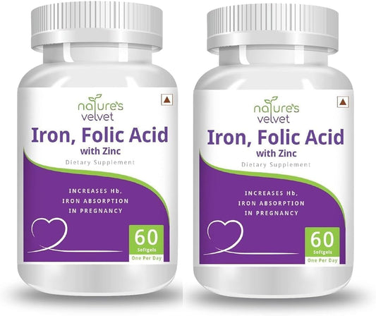 Prenatal Iron, Folic Acid, and Zinc Supplement for Pregnancy Support (120 Softgels)