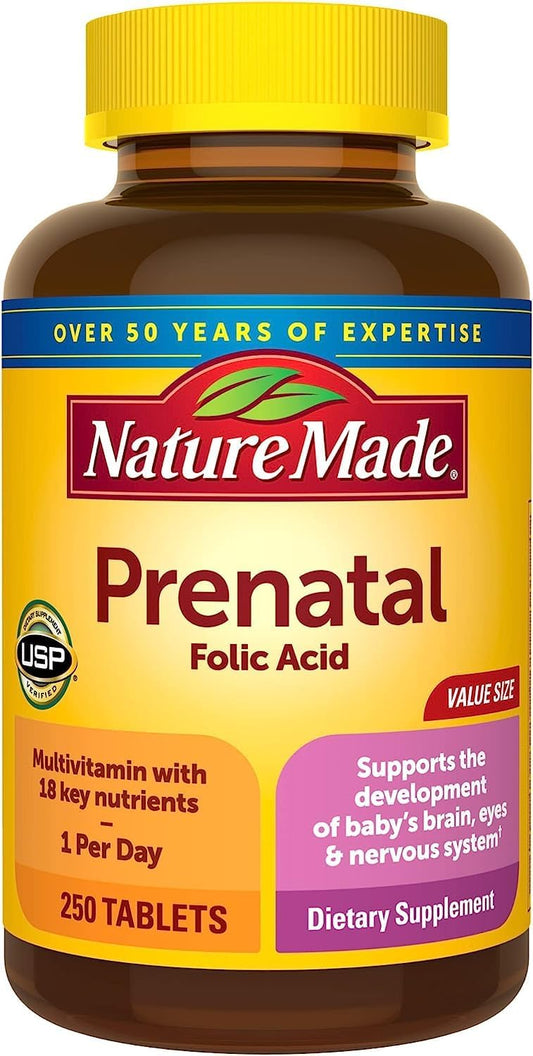 Prenatal Multi with 17 Vitamins & Minerals for Baby Development & Mom, 250 Tablets, Folic Acid, Vitamin D3, Calcium, Iron, Iodine, and Vitamin C