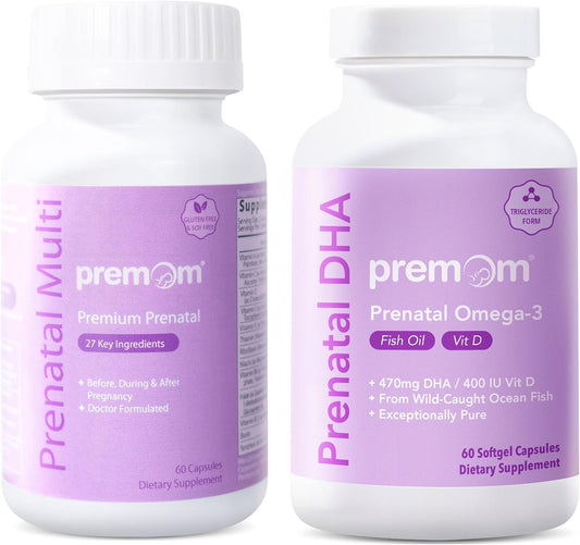 Prenatal Multivitamin for Women with DHA Fish Oil - 2 Bottles of Vitamin Supplements