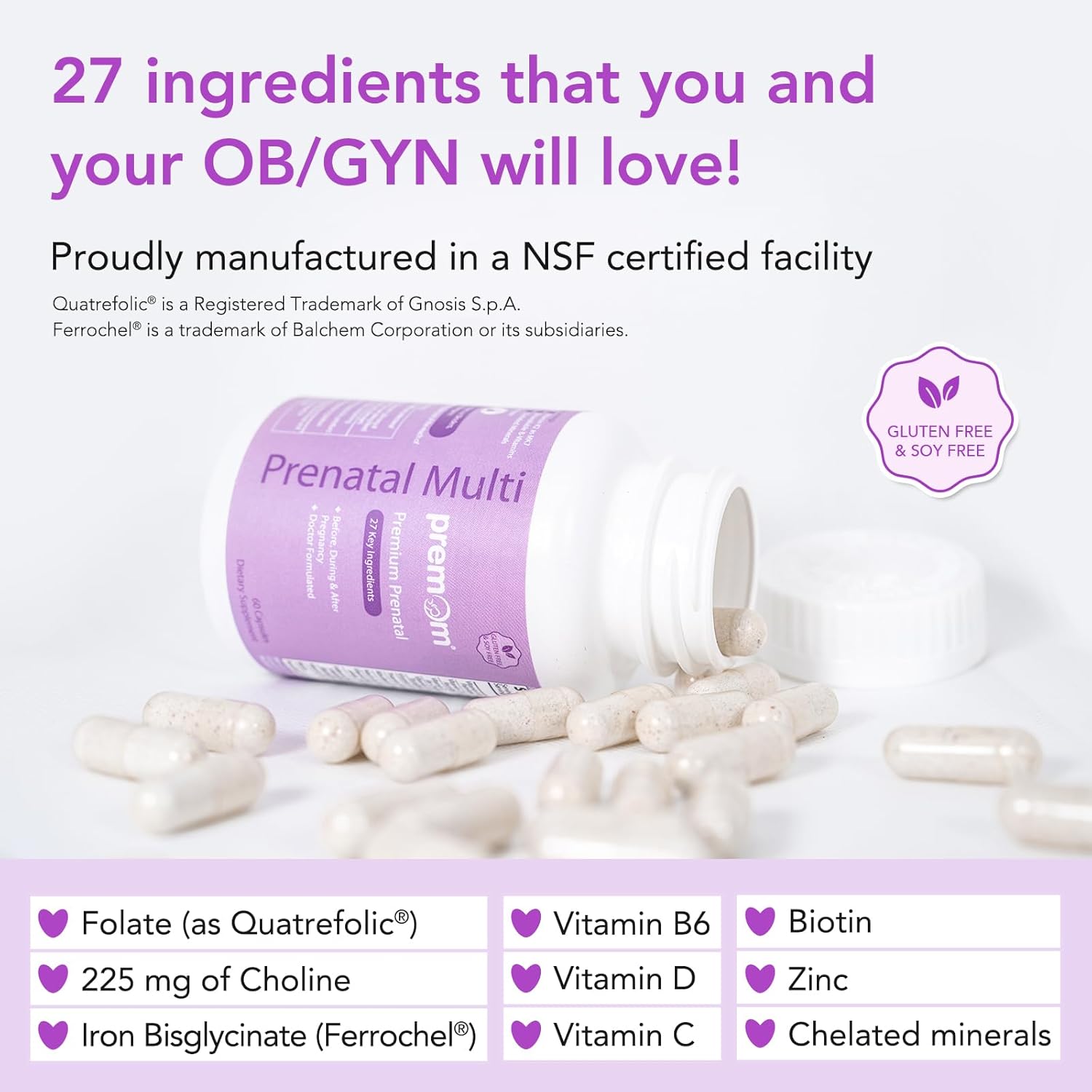 Prenatal Multivitamin for Women with DHA Fish Oil - 2 Bottles of Vitamin Supplements