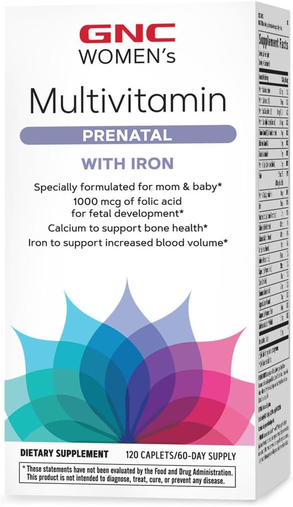 Prenatal Multivitamin Formula with Iron for Women | Supports Pregnancy & Baby Development | Folic Acid, Zinc, Calcium, B Vitamins | 120 Caplets