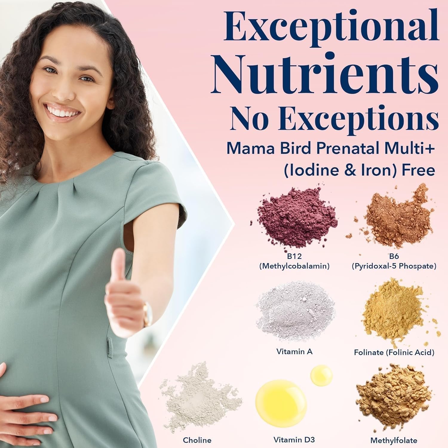 Prenatal Multivitamin with Iodine & Iron-Free for Brain & Digestive Health - Vegan Caplets with Probiotics & Methylfolate - 30 Count