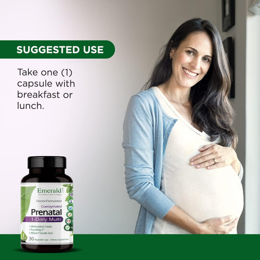 Prenatal Multivitamin with Methylated Folate, Iron, and Whole-Food Blend - 60 Vegetable Capsules, Soy-Free & Gluten-Free