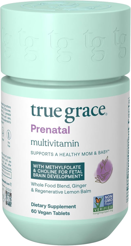 Prenatal Multivitamin with Methylfolate & Choline - 60 Vegan Tablets - Supports Healthy Mom & Baby - Gluten & Soy Free - 30 Servings