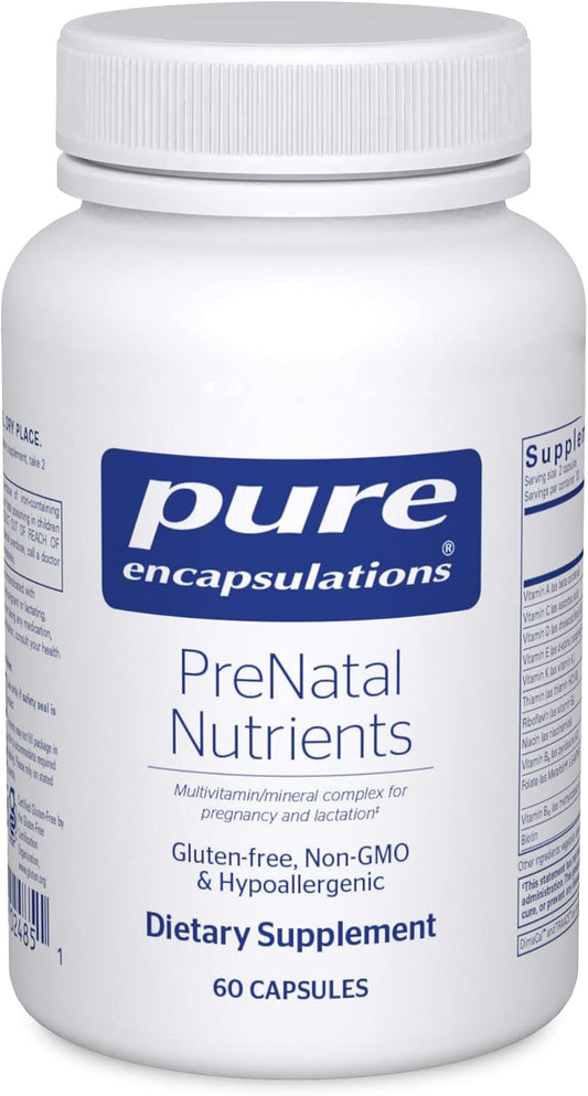 PreNatal Nutrients for Pregnancy & Lactation - Supports Energy & DNA Development - Folate, Choline, Iron - Gluten Free, Non-GMO - 60 Capsules