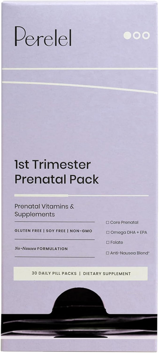Prenatal Omega 3 Vitamins for Women - Gluten, Dairy, Soy-Free + Non-GMO - 1st Trimester Prenatal Pack (30 Daily Pill Packs)