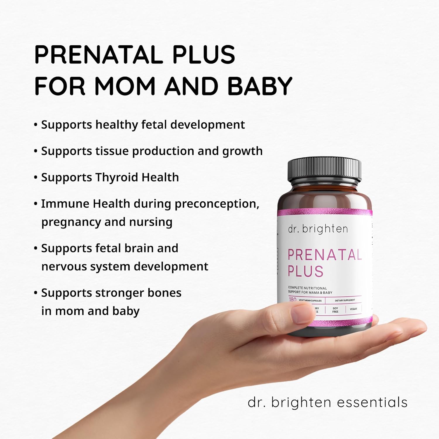 Prenatal Plus for Women - Active B Vitamins, Minerals, Antioxidants - 180 Capsules, Non-GMO Vegan, Gluten/Soy-Free