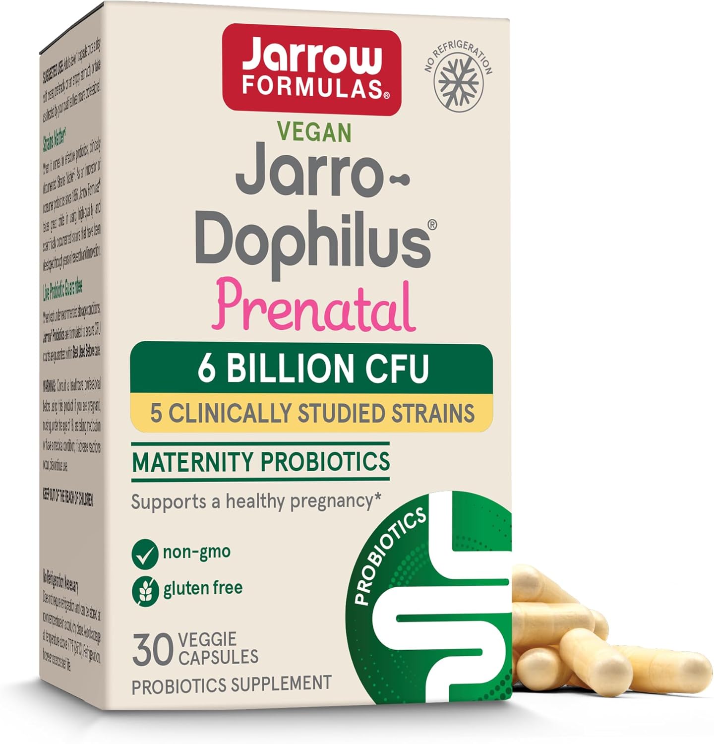 Prenatal Probiotics for Women - Jarrow Formulas® Jarro-Dophilus® - 6 Billion CFU - 30 Veggie Capsules - Healthy Pregnancy Support