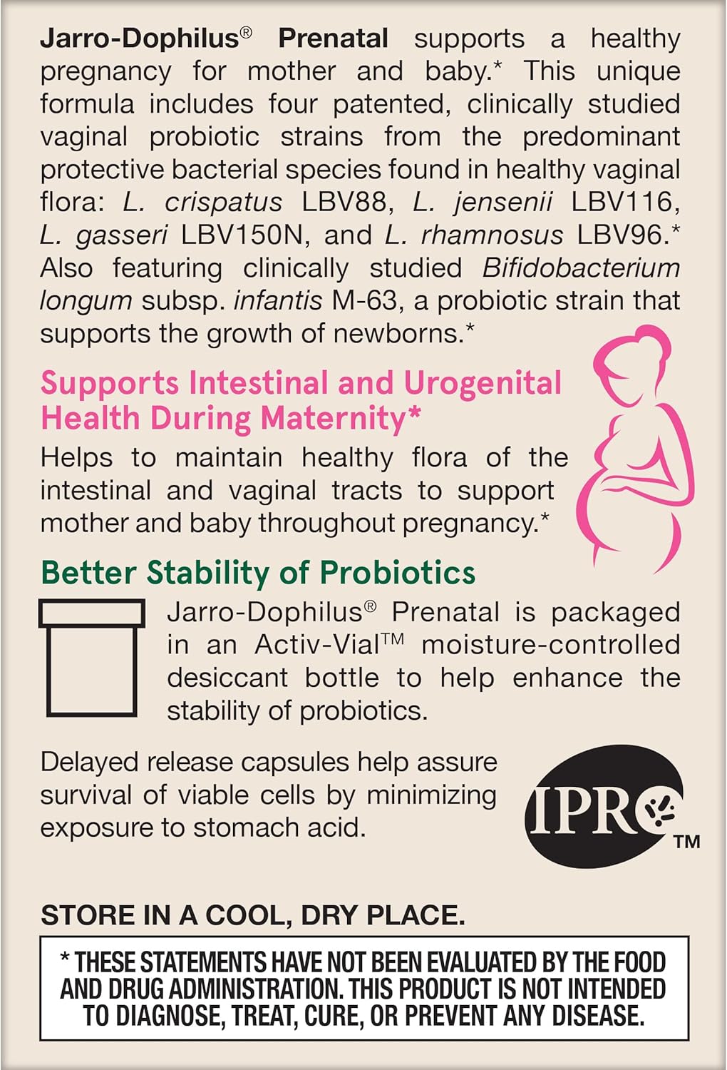 Prenatal Probiotics for Women - Jarrow Formulas® Jarro-Dophilus® - 6 Billion CFU - 30 Veggie Capsules - Healthy Pregnancy Support