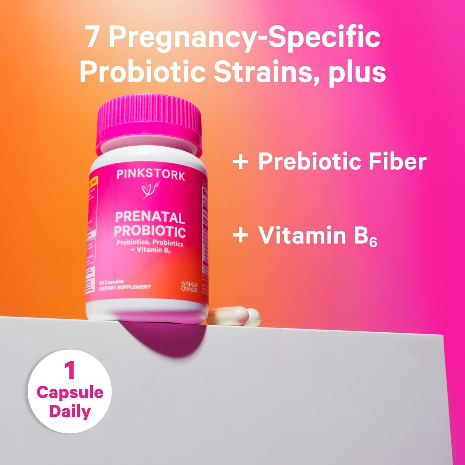 Prenatal Probiotics with Vitamin B6 and Prebiotics for Morning Sickness, Gut Health, and Immune Support during Pregnancy - 60 Capsules