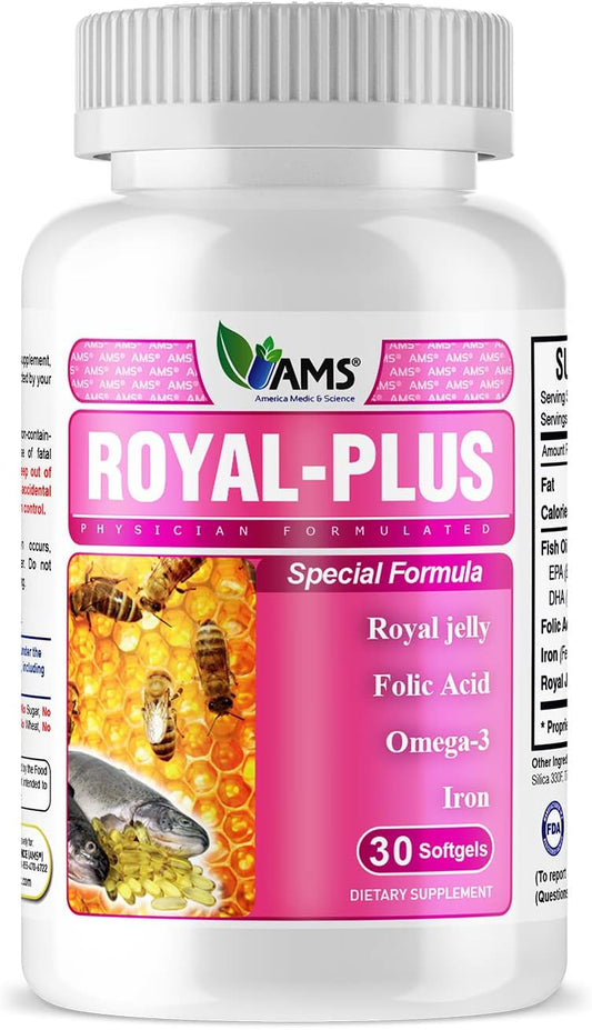 Prenatal Royal Jelly Vitamins with Iron, Fish Oil, and Folic Acid - 30 Softgels for Pregnancy Health