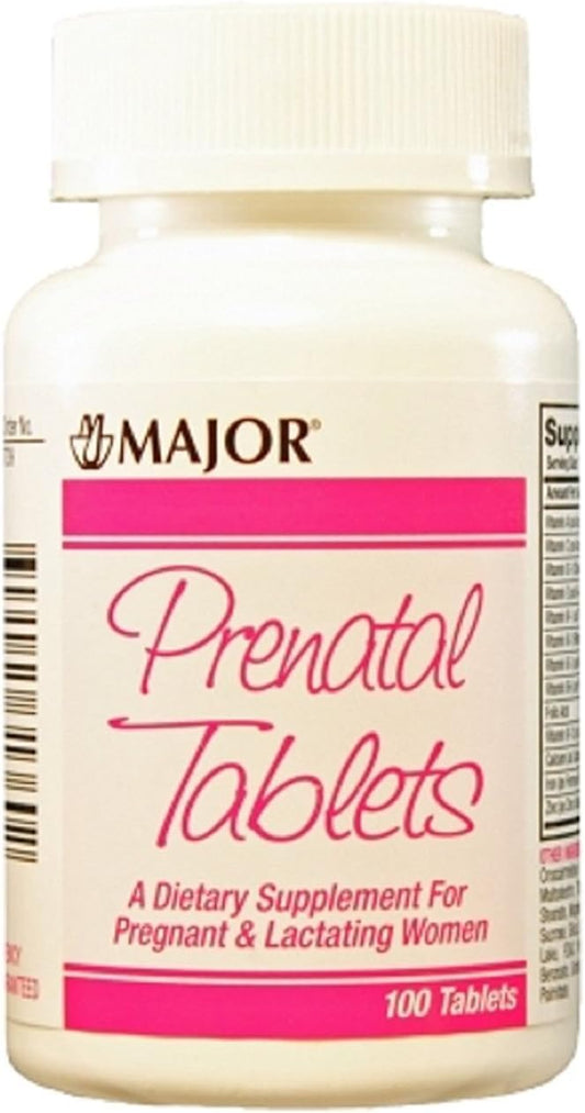 Prenatal Vitamin with Ascorbic Acid - 100mcg, 100 Tablets by Major Pharmaceuticals
