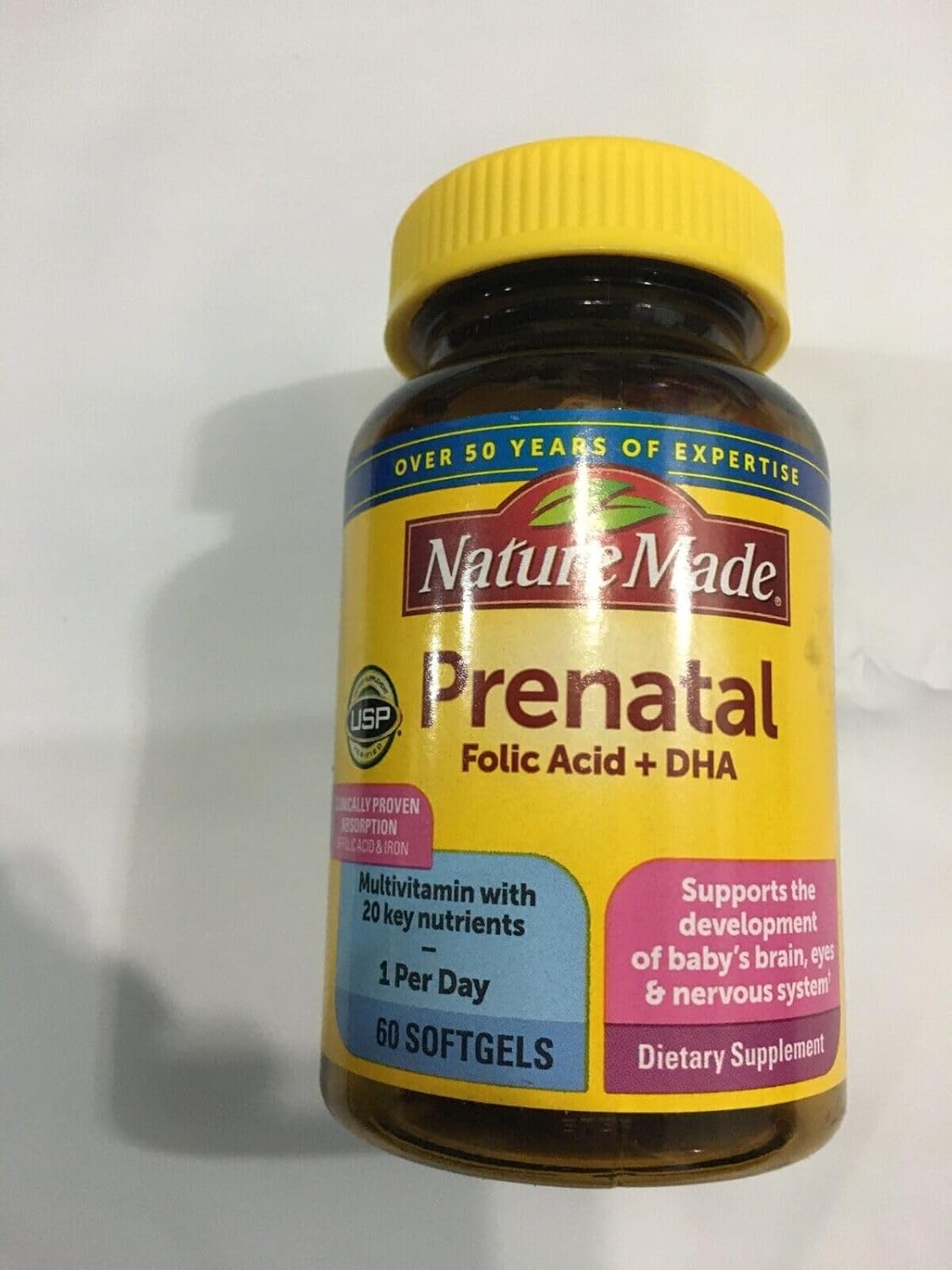 Prenatal Vitamin with DHA, Folic Acid, Iodine, and Zinc - 60 Softgels by Nature Made