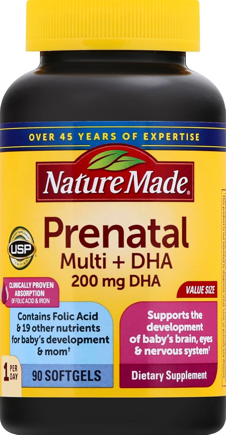 Prenatal Vitamin with DHA, Folic Acid, Iodine, Zinc - 90 Softgels by Nature Made