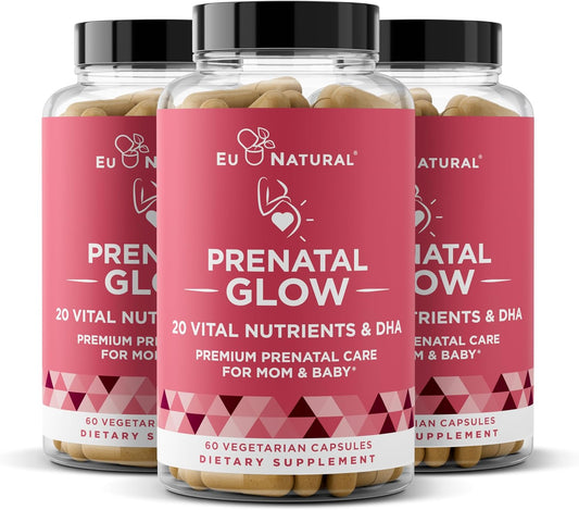 Prenatal Vitamins 3-Pack Bundle with 20-in-1 Nutrients for Healthy Pregnancy - Folic Acid & Vegan DHA for Baby's Growth - 180 Capsules