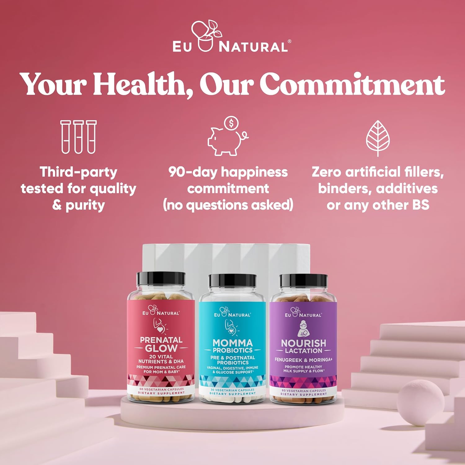 Prenatal Vitamins 3-Pack Bundle with 20-in-1 Nutrients for Healthy Pregnancy - Folic Acid & Vegan DHA for Baby's Growth - 180 Capsules