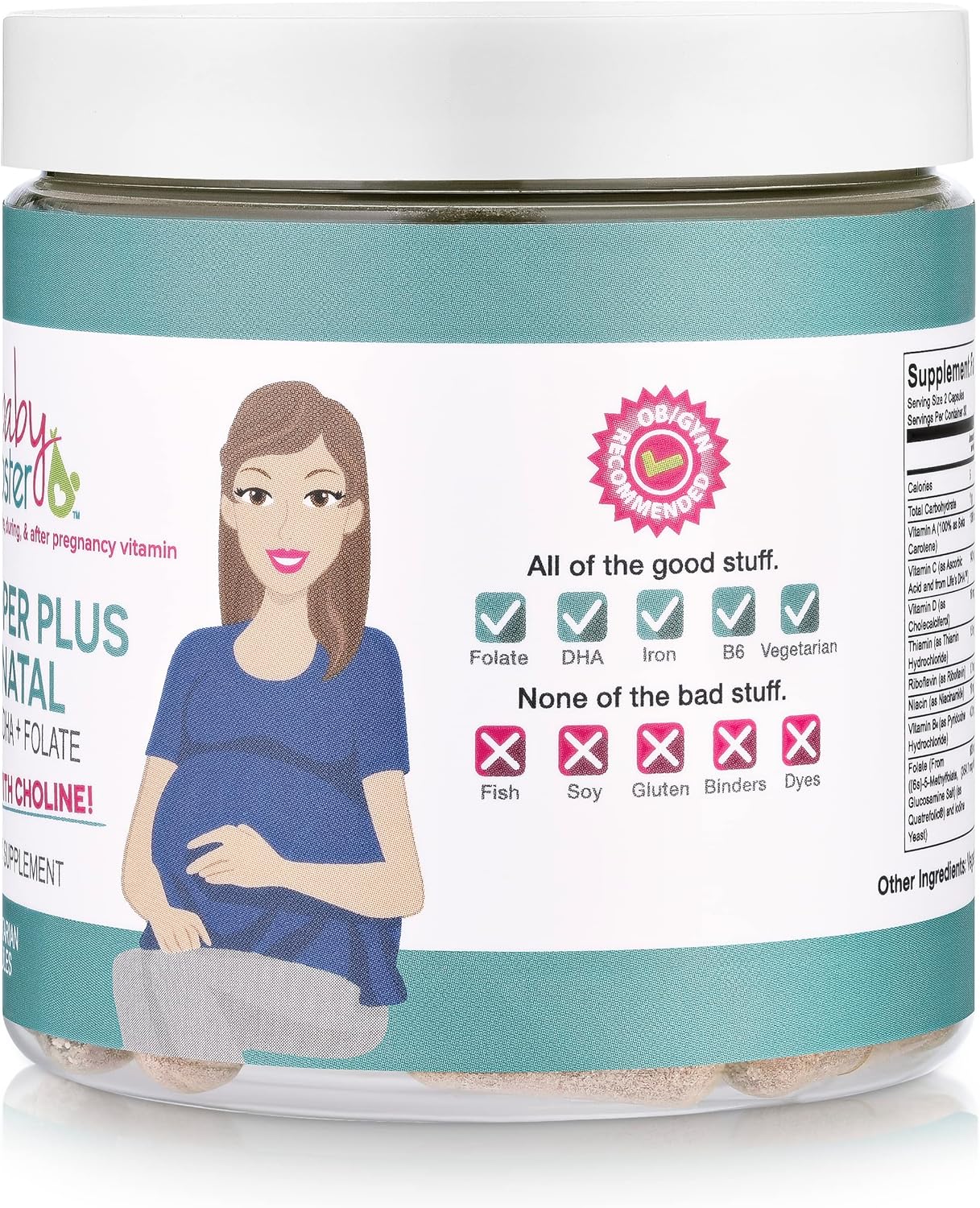 Prenatal Vitamins for Pregnancy, Morning Sickness, and Lactation - Baby Booster Proper Plus with Vegan DHA, Methyl Folate, Choline - 60 Capsules
