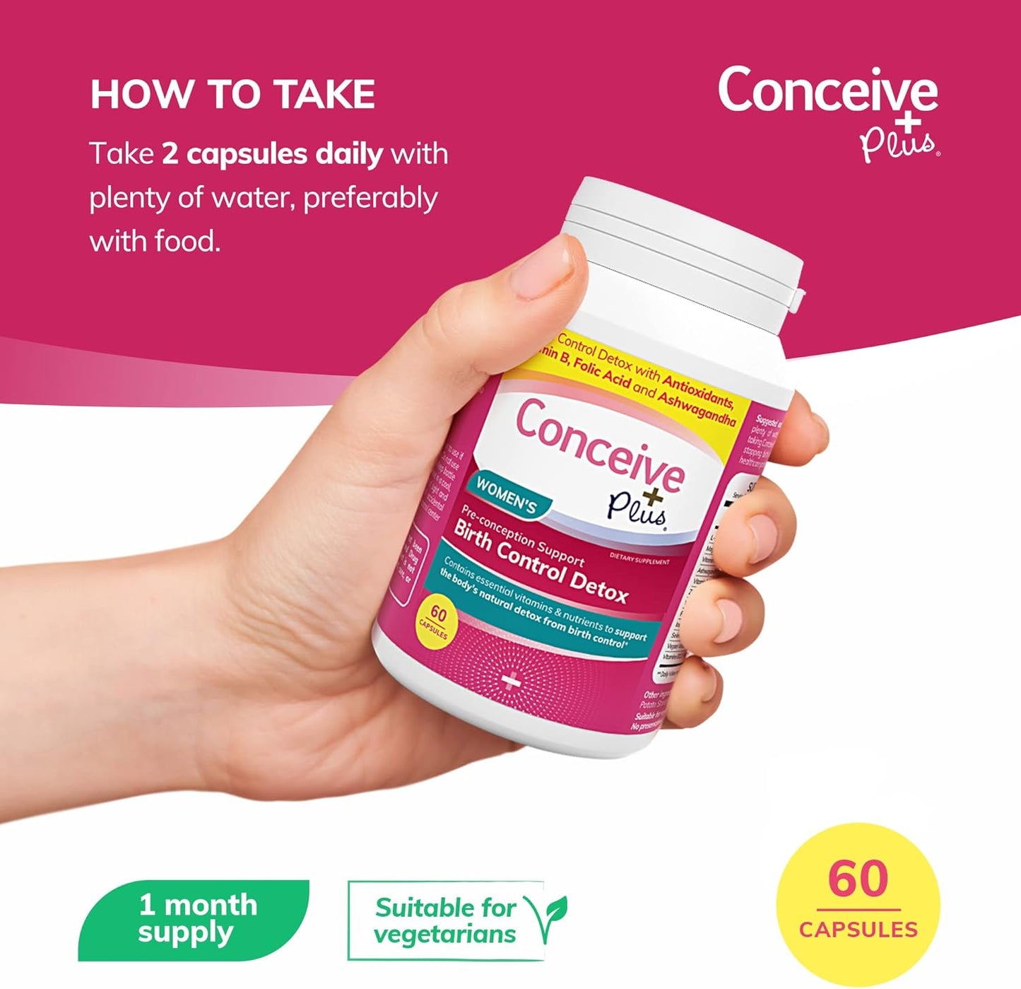 Prenatal Vitamins for Women Trying to Conceive - Hormone Balance & Ovarian Health Support - Birth Control Detox Supplement - 60 Capsules