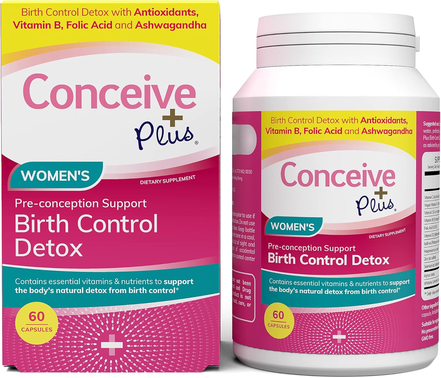 Prenatal Vitamins for Women Trying to Conceive - Hormone Balance & Ovarian Health Support - Birth Control Detox Supplement - 60 Capsules