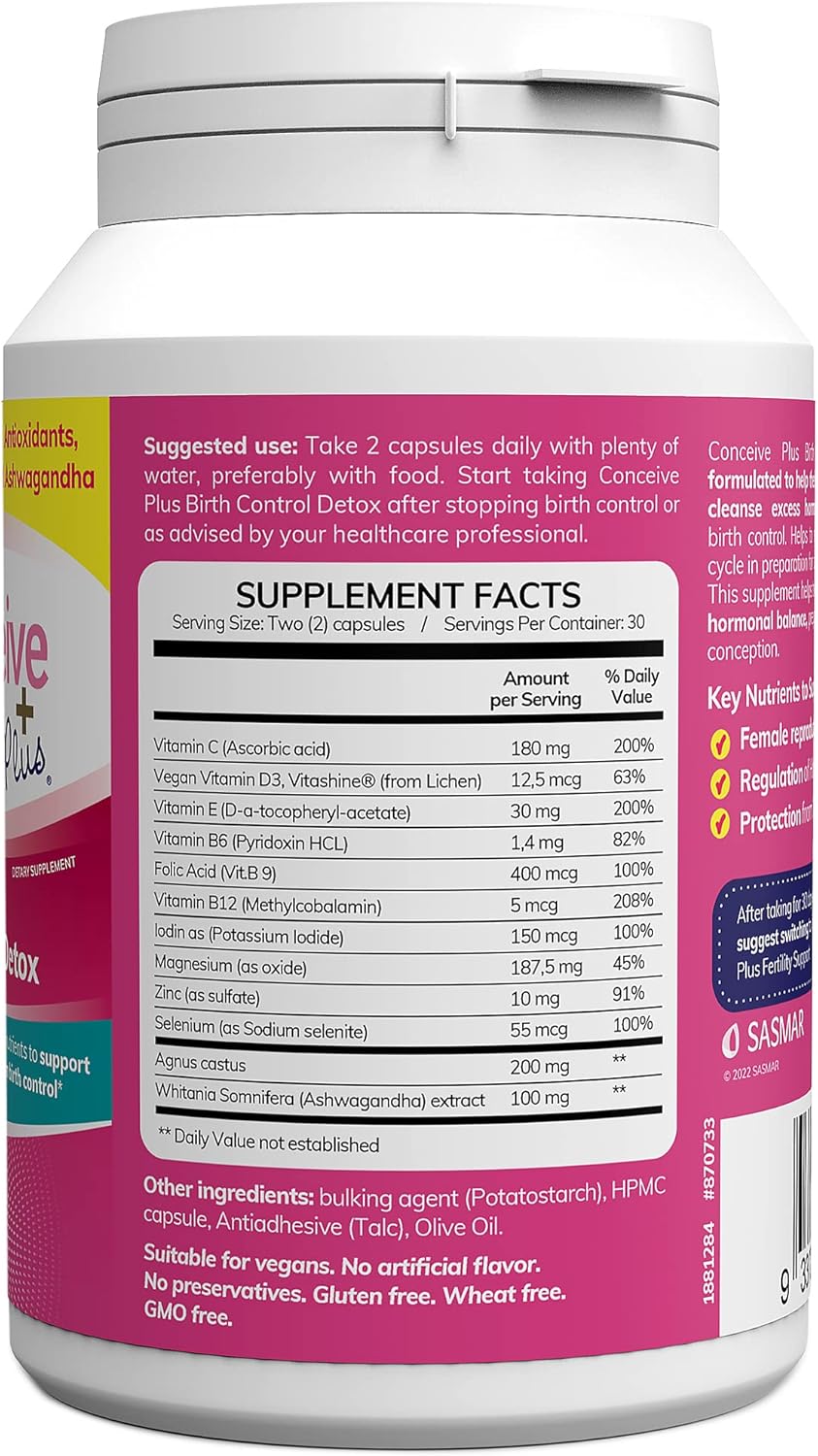Prenatal Vitamins for Women Trying to Conceive - Hormone Balance & Ovarian Health Support - Birth Control Detox Supplement - 60 Capsules