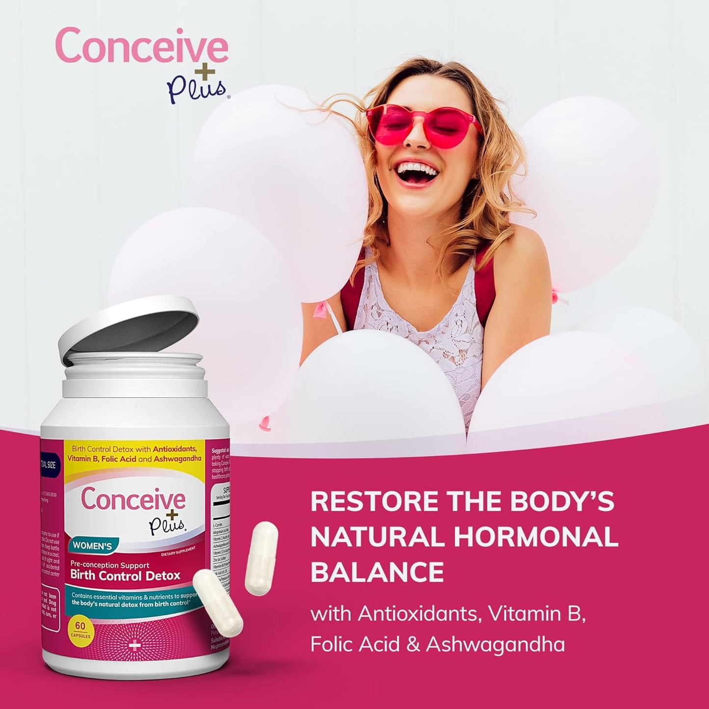Prenatal Vitamins for Women Trying to Conceive - Hormone Balance & Ovarian Health Support - Birth Control Detox Supplement - 60 Capsules