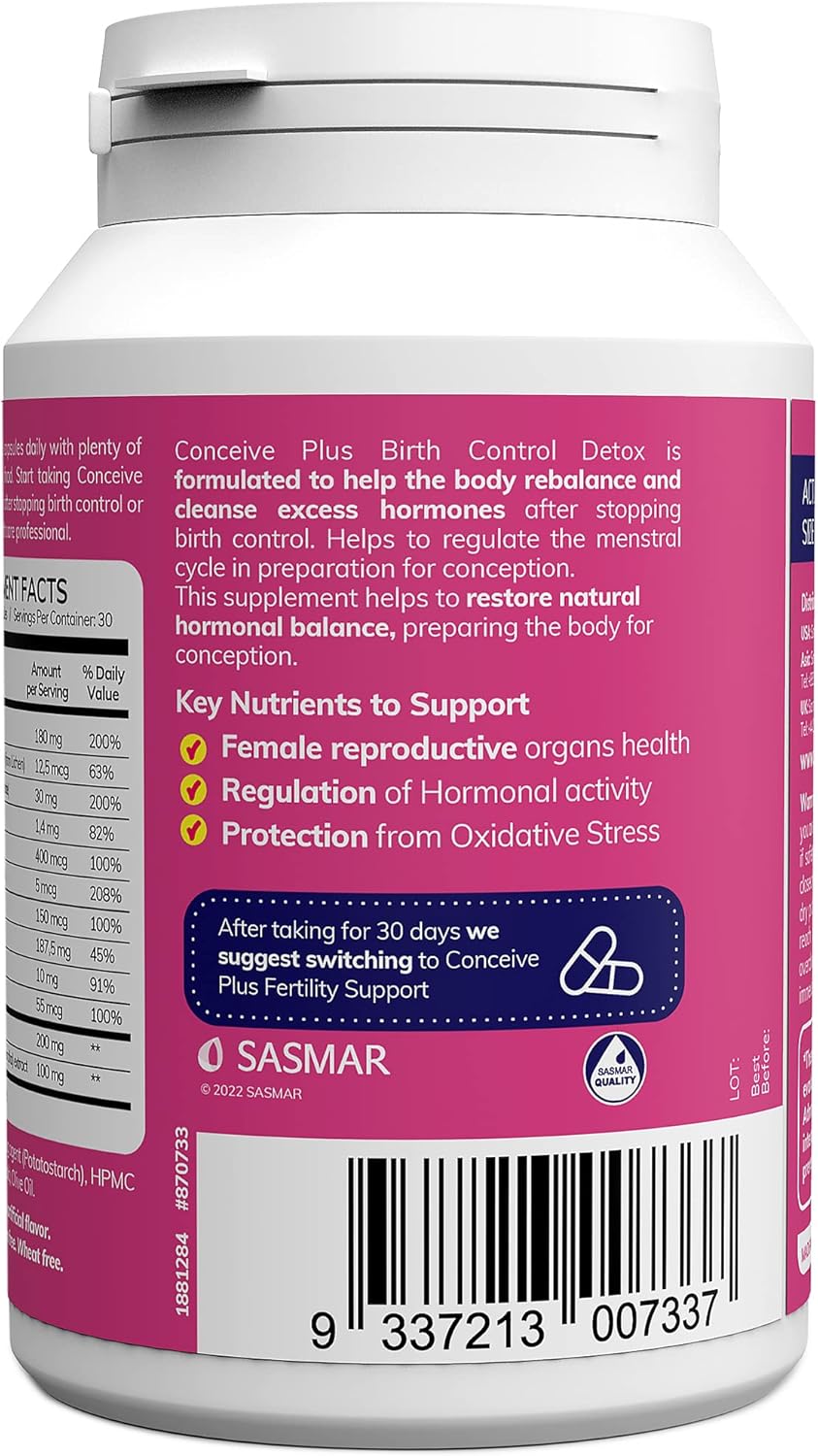 Prenatal Vitamins for Women Trying to Conceive - Hormone Balance & Ovarian Health Support - Birth Control Detox Supplement - 60 Capsules