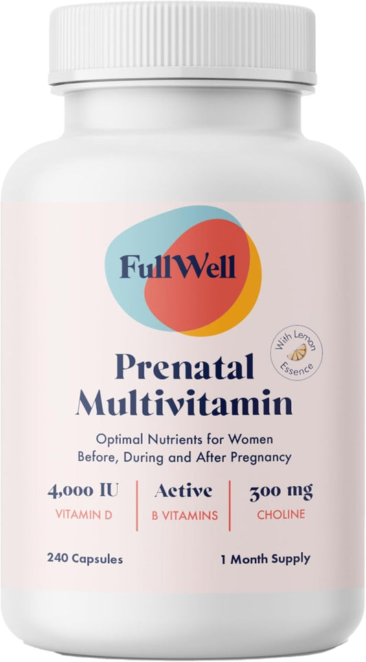 Prenatal Vitamins with Choline, Folate, and Vitamin D | 26 Essential Nutrients for Fetal Growth and Brain Development | Dietitian-Formulated Lemon Flavor | Non-GMO, OBGYN Recommended | 30 Servings