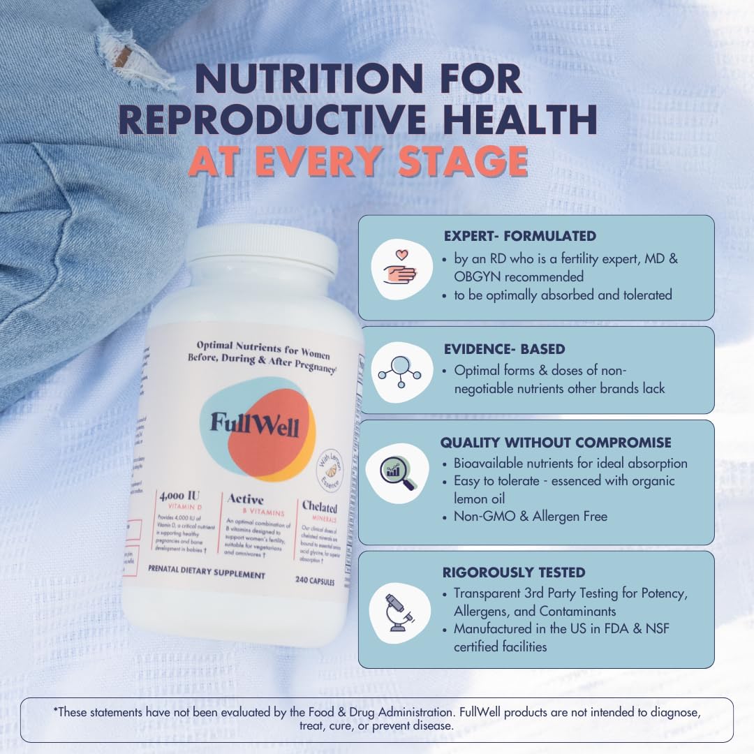 Prenatal Vitamins with Choline, Folate, Vitamin D | 26 Essential Nutrients | Dietitian-Formulated | OBGYN Recommended | Non-GMO | Third-Party Tested | 60 Servings
