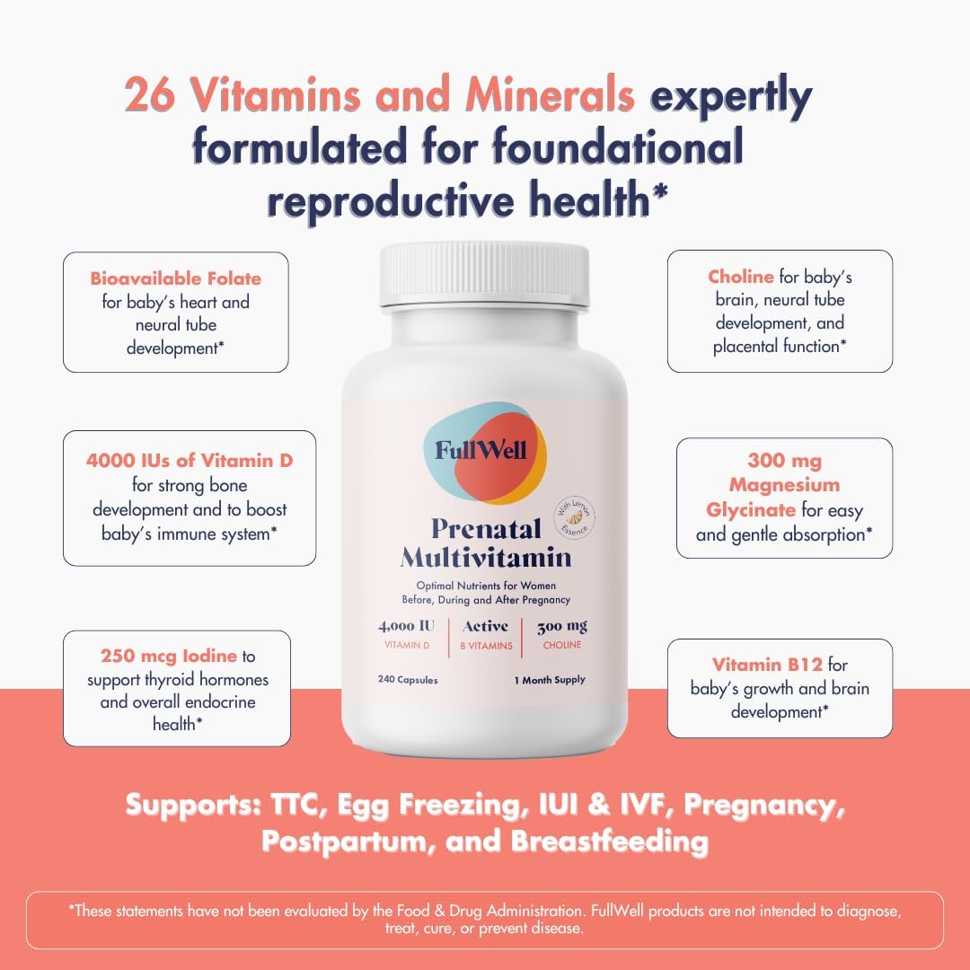 Prenatal Vitamins with Choline, Folate, Vitamin D | 26 Essential Nutrients | Dietitian-Formulated | OBGYN Recommended | Non-GMO | Third-Party Tested | 60 Servings