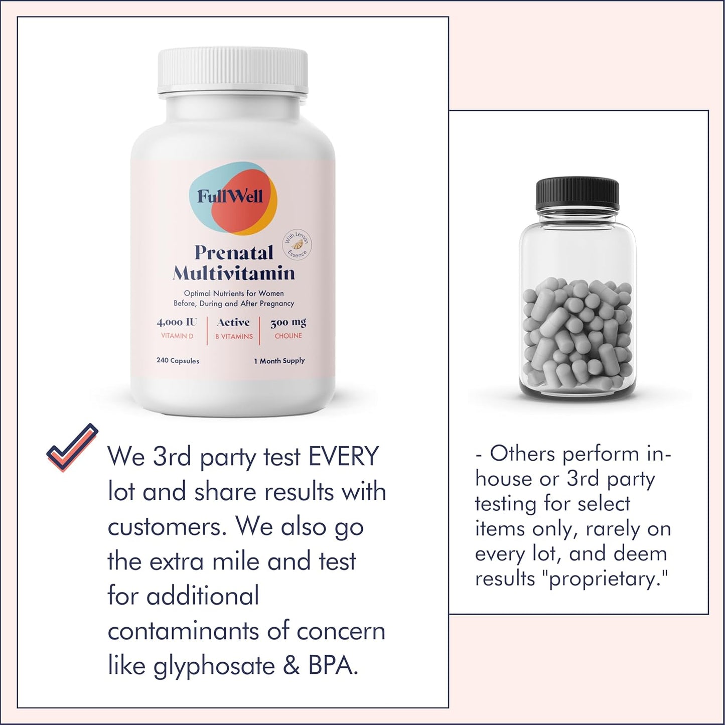 Prenatal Vitamins with Choline, Folate, Vitamin D | 26 Essential Nutrients | Dietitian-Formulated | OBGYN Recommended | Non-GMO | Third-Party Tested | 60 Servings